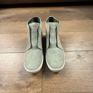 L.L.Bean Women's Eco Bay Slip-On Boots Sage Size 9.5 Nubuck Leather Outdoor